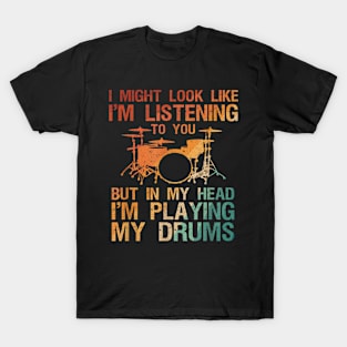 Funny Drummer Art For Men Women Drum Player Percussion Lover T-Shirt